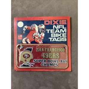 Dixie NFL Team Bike Tags Super Bowl XVI San Francisco 49ers 1980s Vintage
